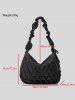 Women's Daily Solid Color Quilted Padded Puffer Design Ruched Strap Shoulder Bag -  