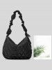 Women's Daily Solid Color Quilted Padded Puffer Design Ruched Strap Shoulder Bag -  