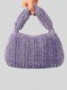 Sac Fourre-tout D'Hiver Fourré en Couleur Unie en Fausse Fourrure pour Femme - Lilas 