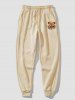 Ensemble de Sweat à Capuche Motif D'Ours Dessin Animé à Pieds Etroits en Laine avec Poche Kangourou pour Homme - café lumière S