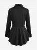 Gothic Lapel Collar Buttons High Low Ruffles Pleated Solid Coat -  