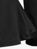 Gothic Lapel Collar Buttons High Low Ruffles Pleated Solid Coat -  