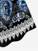 Robe D'Halloween Evasée 3D Aigle et Rose Imprimés de Grande Taille - Bleu 6X