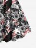 Plus Size Halloween Costume Rose Skull Bird Grommets Lace Up 3D Print Tank Dress -  