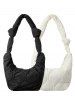 Women's Solid Color High Capacity Knot Strap Argyle Puffer Quilted Padded Shoulder Hobo Bag -  