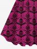 Plus Size Halloween Skull Bat Spider Web Print Dress -  