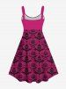 Plus Size Halloween Skull Bat Spider Web Print Dress -  