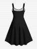 Plus Size Halloween Pumpkin Star Skeleton Claw Print Tank Dress -  