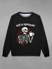 Gothic Halloween Skeleton Flame Cup Letters Print Sweatshirt For Men - Noir 5XL