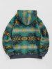 Men's Ethnic Aztec Printed Quarter Zip Woolen Blend Pullover Hoodie -  