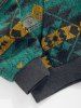 Men's Ethnic Aztec Printed Quarter Zip Woolen Blend Pullover Hoodie -  