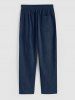 Men's Minimalist Plain Color Straight Leg Drawstring Casual Corduroy Pants -  