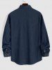 Men's Plain Color Front Pocket Design Button Down Long Sleeves Corduroy Shirt -  