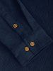 Men's Plain Color Front Pocket Design Button Down Long Sleeves Corduroy Shirt -  