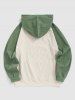 Men's Casual Daily Two Tone Colorblock Raglan Sleeve Drawstring Front Pocket Corduroy Hoodie -  