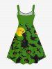 Plus Size Halloween Pumpkin Cross Broom Witch Moon Eagle Print Tank Dress -  