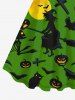 Robe D'Halloween Chauve-souris Citrouille Sorcière Imprimée de Grande Taille - Vert 6X