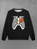 Gothic Halloween Pumpkin Skeleton Print Sweatshirt For Men -  
