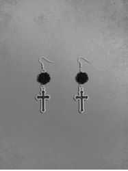 Cross Rose  Drop Earrings -  