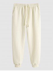 Pantalon de Jogging Décontracté Texturé Carreaux avec Poches en Jacquard - café lumière XXL