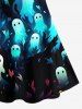 Plus Size Colorful Ghost Waterweed Print Halloween Ombre Crisscross Cami Dress -  