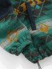 Men's Ethnic Aztec Printed Slant Pocket Zip Fly Stand Collar Fuzzy Polar Fleece Jacket -  