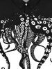 Gothic Halloween Colorblock Octopus Print Buttons Shirt For Men -  