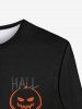 Gothic Halloween Pumpkin Skeleton Claw Print Buttons T-shirt For Men - Noir L
