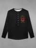 Gothic Halloween Pumpkin Skeleton Claw Print Buttons T-shirt For Men - Noir L