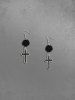 Cross Rose  Drop Earrings -  