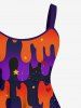 Plus Size Galaxy Glitter Star Paint Drop Blobs Print Tank Dress -  