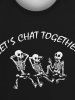 Gothic Halloween Skeleton Letters Print T-shirt For Men -  
