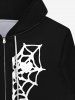 Gothic Halloween Spider Web Heart Print Zipper Hoodie For Men -  