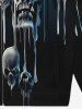 Gothic Halloween Skull Melt Drips Print Zipper Hoodie For Men -  