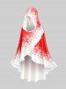 Christmas Colorblock Snowflake Print Tulip Hem Hooded Cape Cloak -  