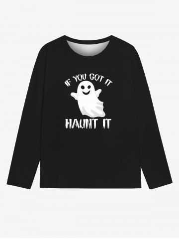 T-shirt D'Halloween Gothique Lettre Fantôme Imprimés pour Homme