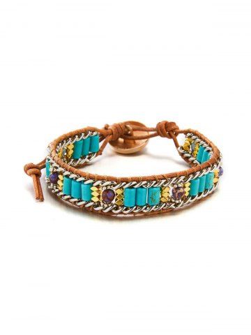 Bracelet Tressé en Turquoise Style Bohémien Vintage