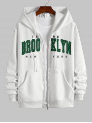 Men's BROOKLYN NEW YORK Pattern Front Pocket Zip Fly Fleece-lined Hoodie -  