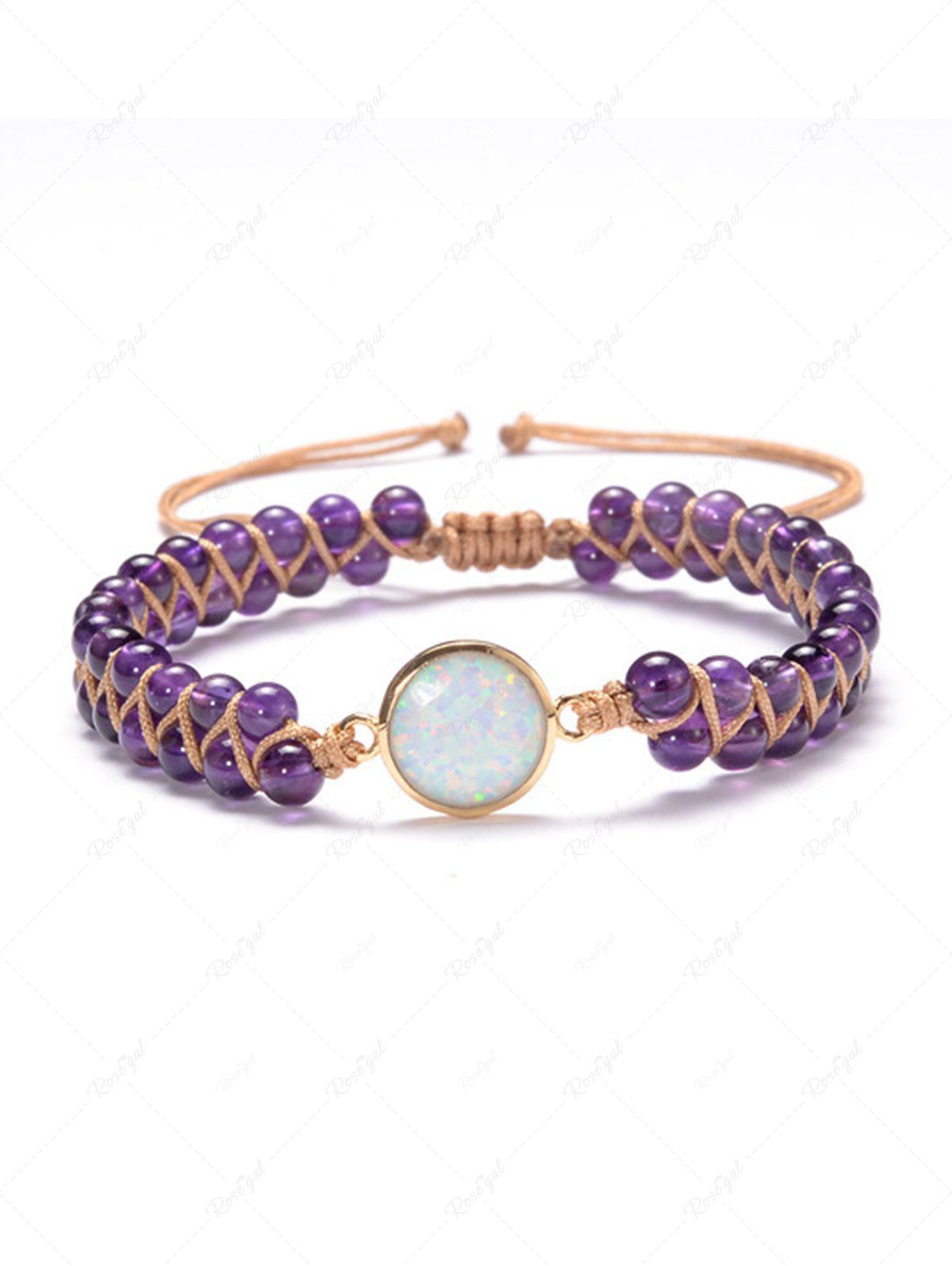 Unique Fashion Glitter Faux Crystal Braided Opal Ethnic Geometric Bracelet  