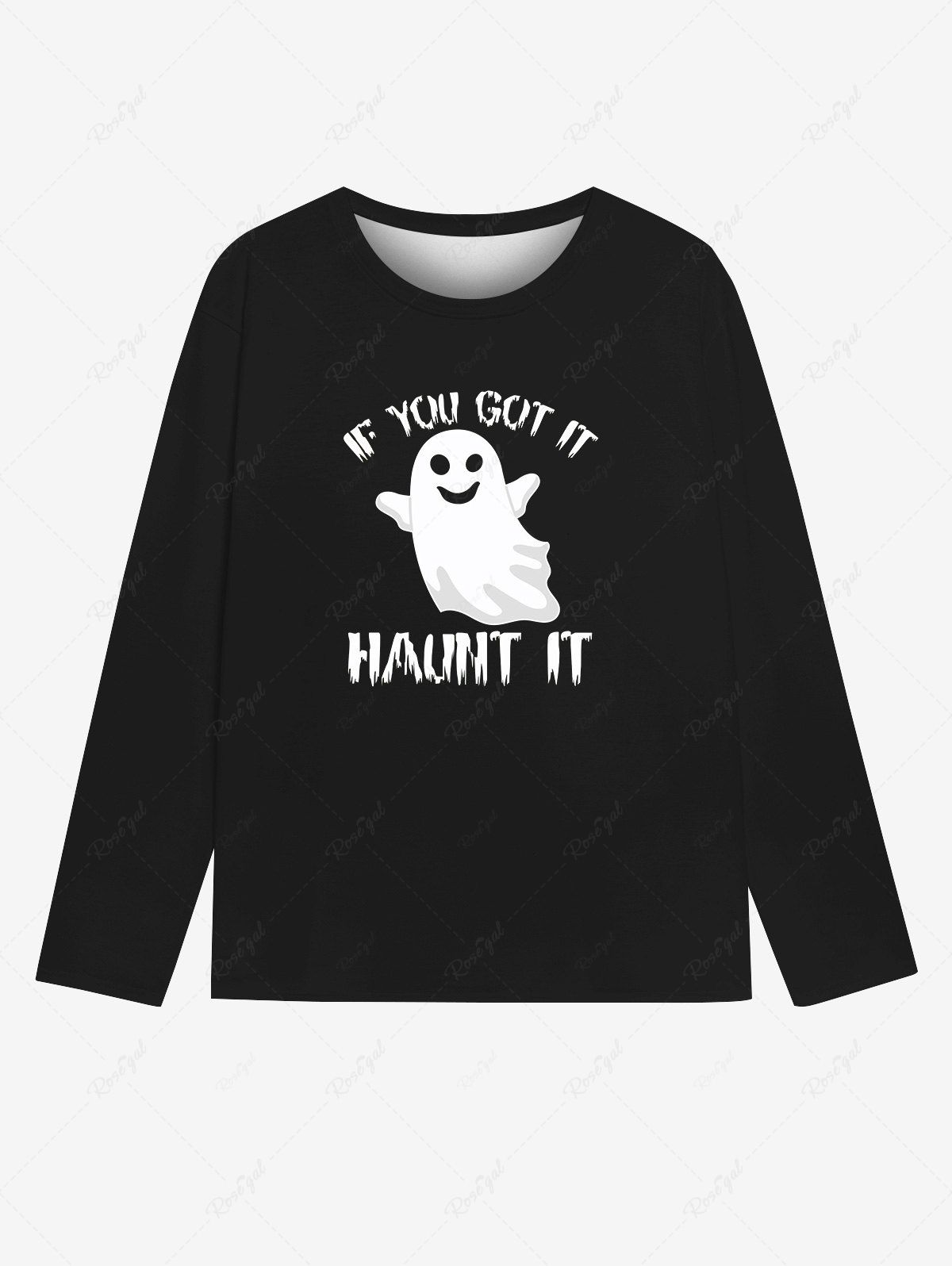 T-shirt D'Halloween Gothique Lettre Fantôme Imprimés pour Homme Noir 6XL