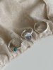 3 Pcs Faux Crystal Bead Ring Set -  