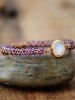 Fashion Glitter Faux Crystal Braided Opal Ethnic Geometric Bracelet -  