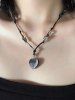Fashion Black Butterfly Heart Pendant Necklace - Noir 