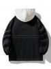 Men's Colorblock Faux Two-pieces Drawstring Pockets Design Zip Fly Hooded Jacket -  