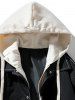 Men's Colorblock Faux Two-pieces Drawstring Pockets Design Zip Fly Hooded Jacket -  