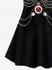 Robe D'Halloween à Bretelle Croisée 3D Fleurie Chaîne et Araignée Imprimées de Grande Taille - Noir 6X