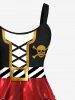 Plus Size Halloween Skull Buckle Braided 3D Print Tank Dress -  