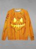 Gothic Halloween Sutures Pumpkin Face Print Sweatshirt For Men -  