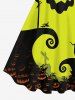 Robe D'Halloween Croisée en Blocs de Couleurs Citrouille Démon Imprimés de Grande Taille - Noir 6X