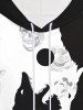 Sweat à Capuche Imprimé Lune et Rose et Crâne Halloween Style Gothique pour Homme - Blanc M